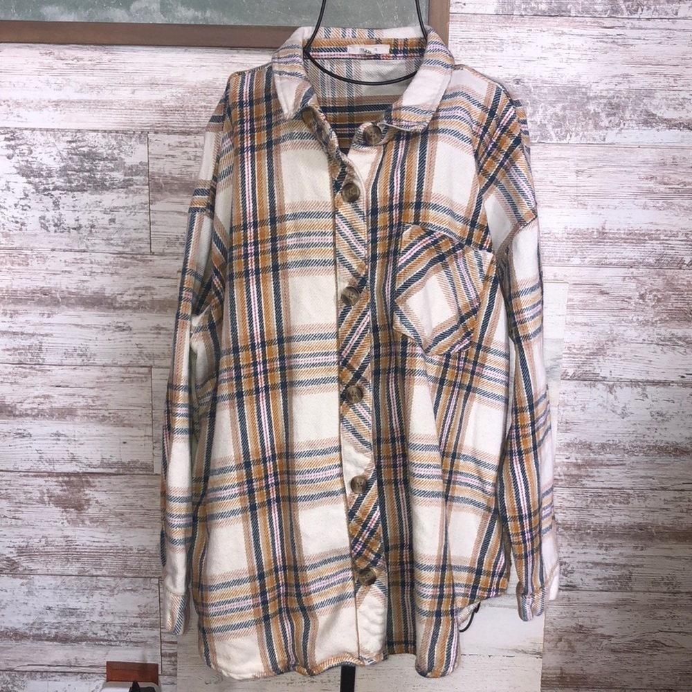 Maurice’s flannel heavy shirt size XXL pink blue orange fall flannel shirt​​​